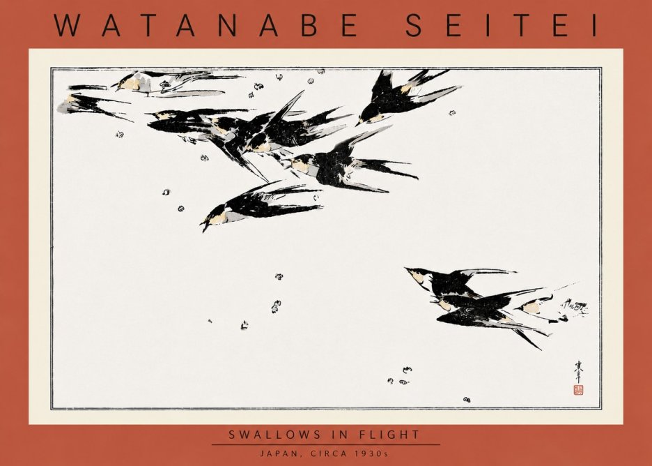 Watanabe Seitei Swallows in Flight No5 - Plakat