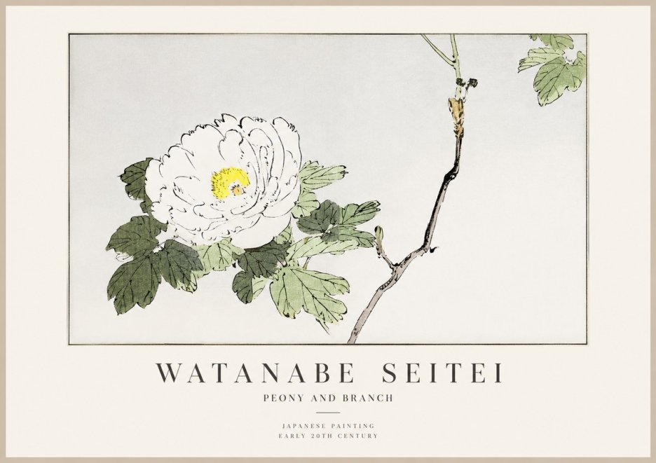 Watanabe Seitei Peony and Branch No1 - Plakat