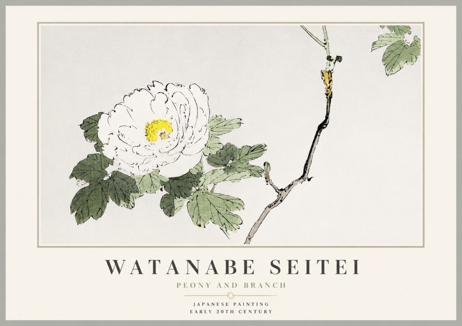 Watanabe Seitei Peony and Branch No3 - Plakat