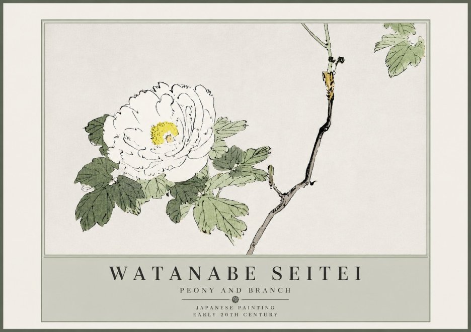 Watanabe Seitei Peony and Branch No5 - Plakat