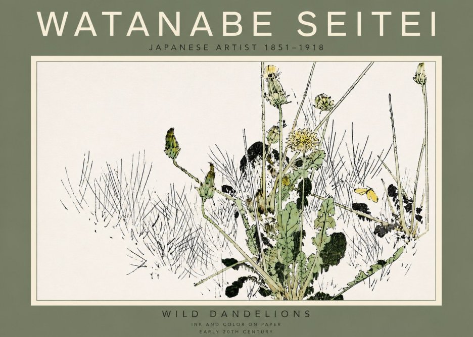 Watanabe Seitei Wild Dandelions No5 - Plakat