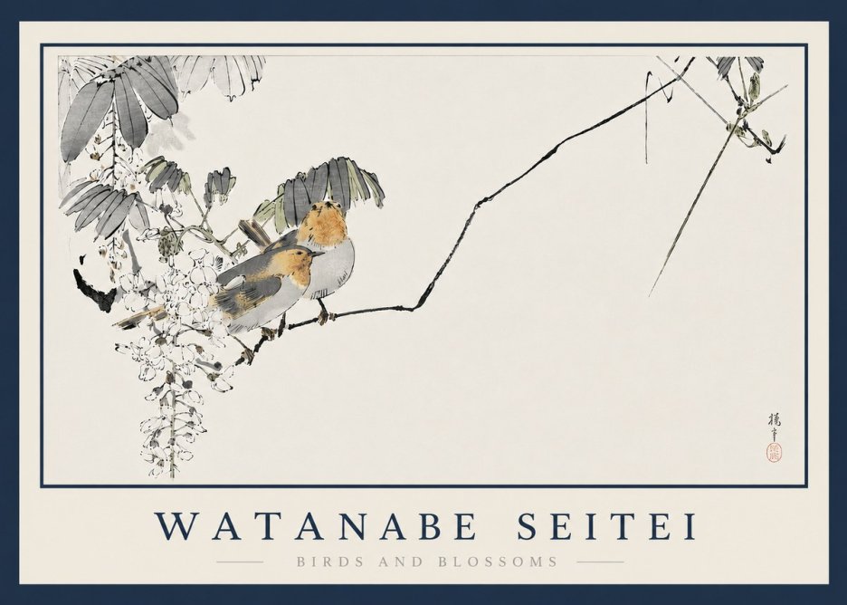 Watanabe Seitei Birds and Blossoms No3 - Plakat