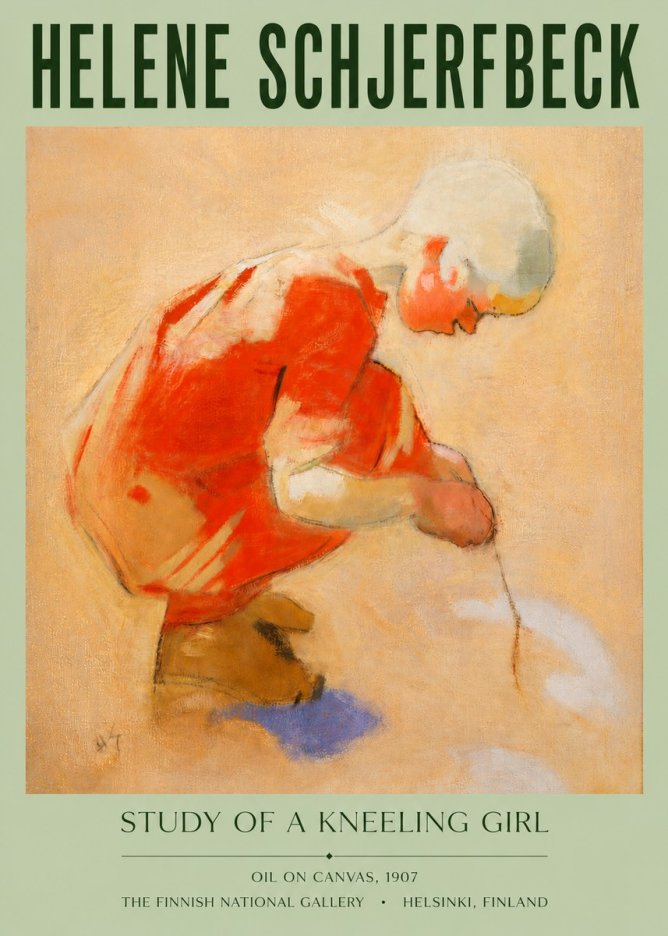 Helene Schjerfbeck Study of a Kneeling Girl No4 - Plakat