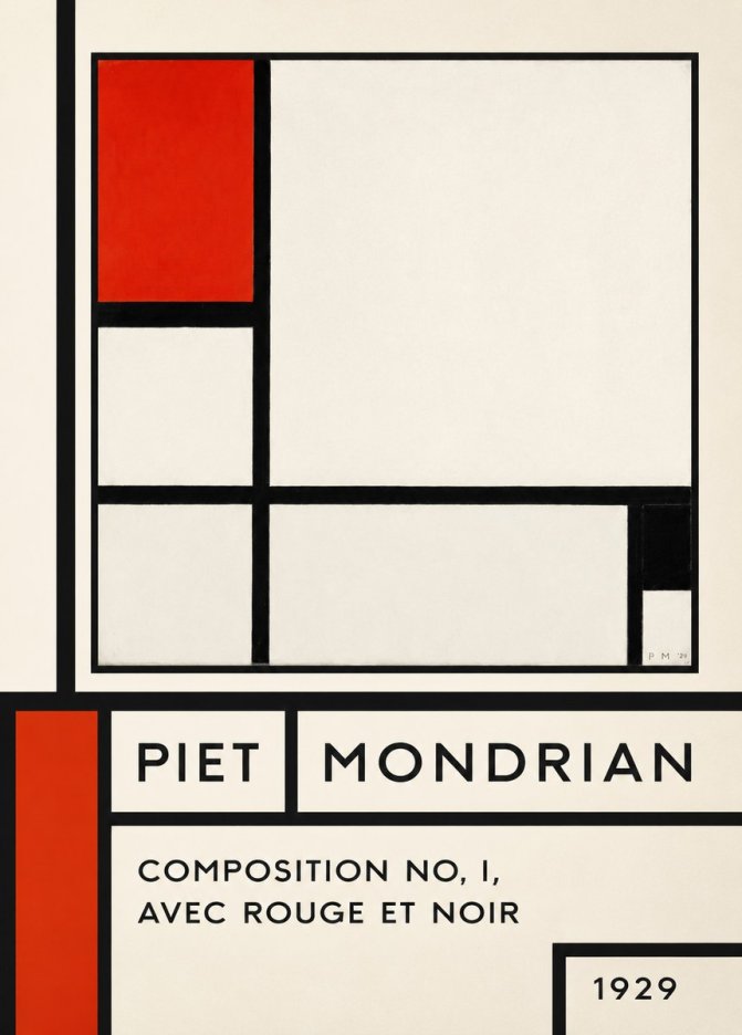 Piet Mondrian Composition No. I, Avec Rouge Et Noir No6 - Plakat