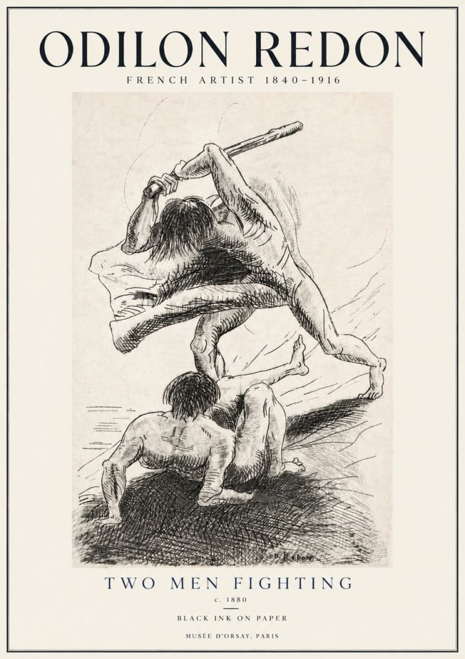 Odilon Redon Two Men Fighting No4 - Plakat