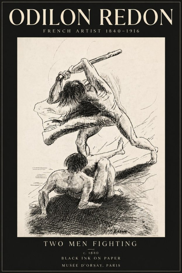 Odilon Redon Two Men Fighting No6 - Plakat