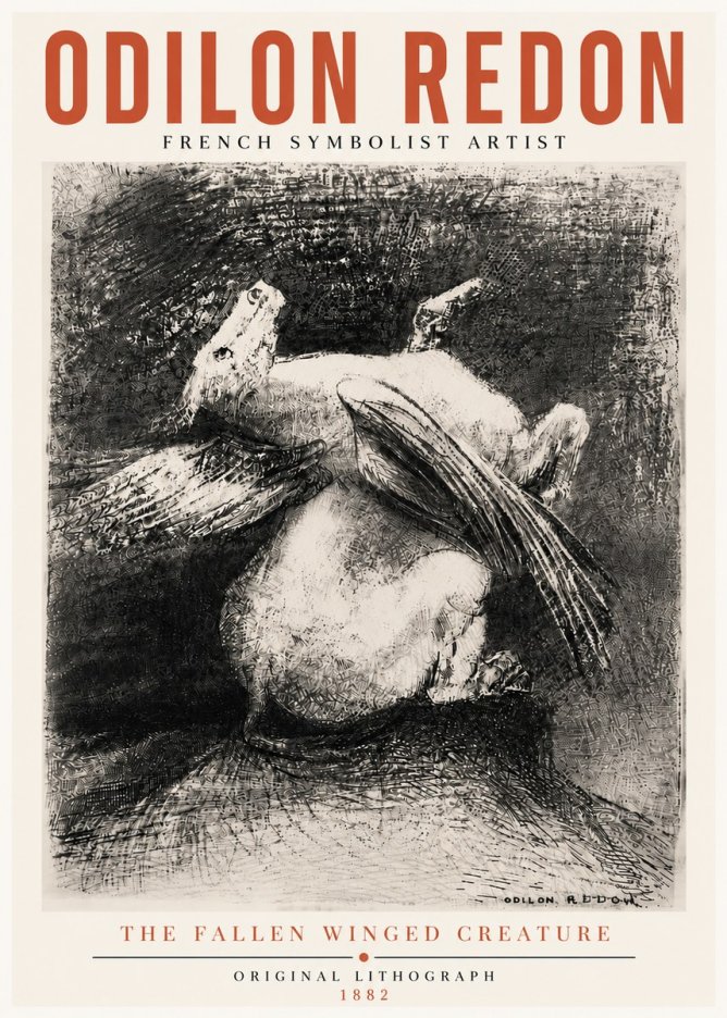 Odilon Redon The Fallen Winged Creature No5 - Plakat