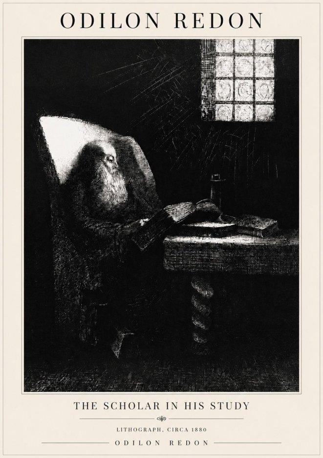 Odilon Redon The Scholar in His Study No6 - Plakat