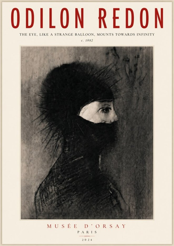Odilon Redon The Eye, Like a Strange Balloon, Mounts Towards Infinity No5 - Plakat