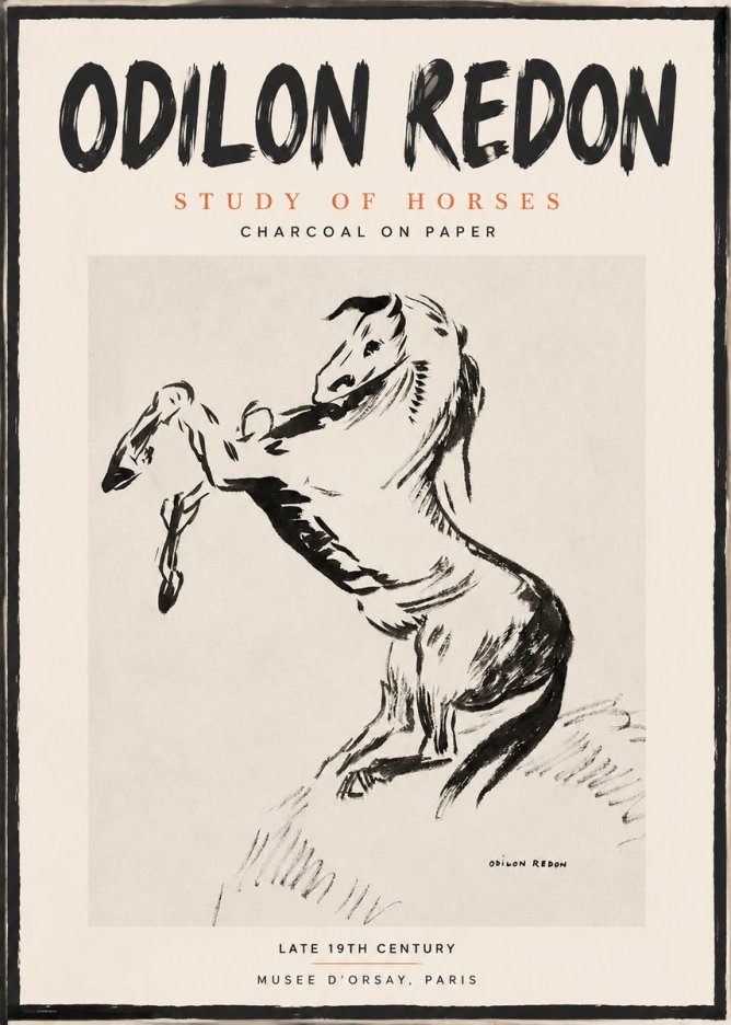 Odilon Redon Study of Horses No2 - Plakat
