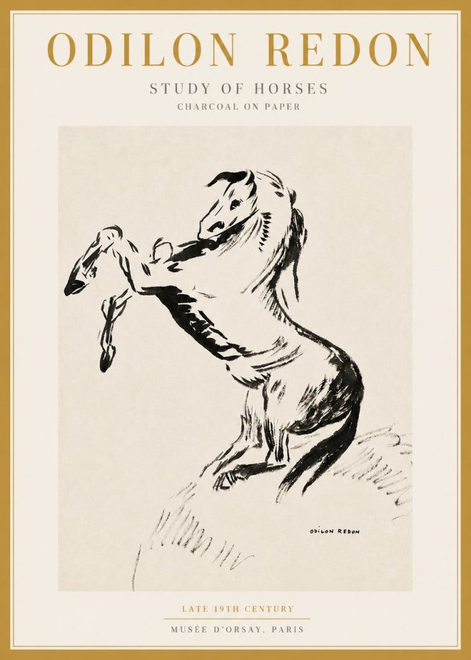 Odilon Redon Study of Horses No3 - Plakat