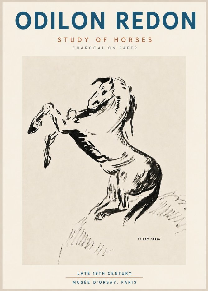 Odilon Redon Study of Horses No4 - Plakat