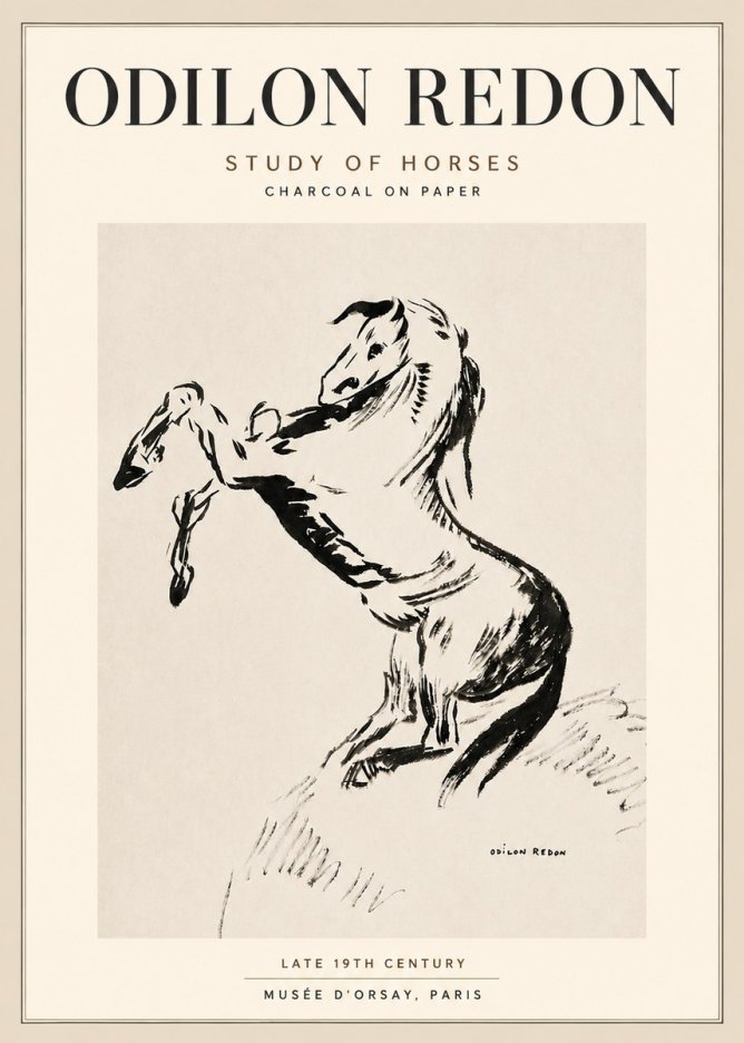 Odilon Redon Study of Horses No5 - Plakat