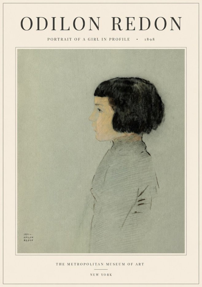 Odilon Redon Portrait of a Girl in Profile No5 - Plakat
