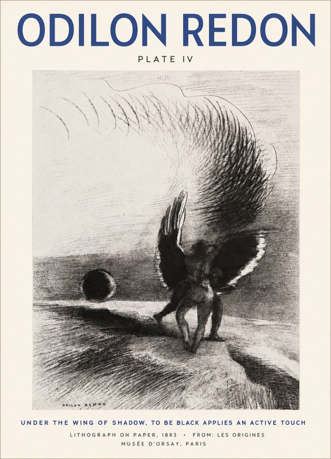 Odilon Redon Sous L'aile D'ombre L'être Noir Appliquait Une Active Morsure Plate Iv No2 - Plakat