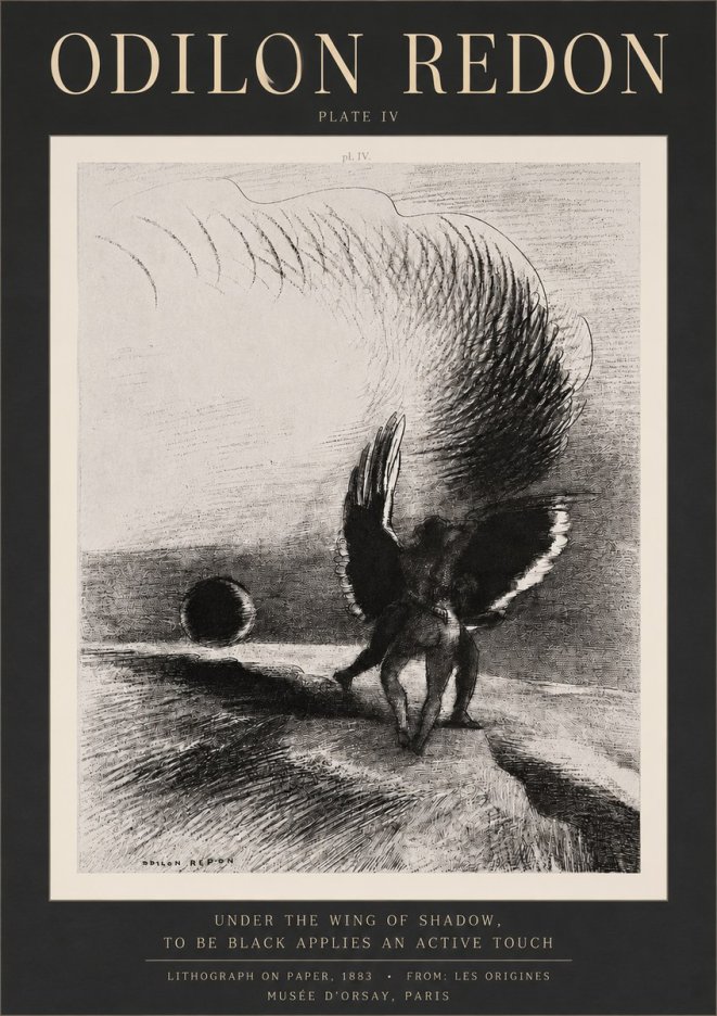 Odilon Redon Sous L'aile D'ombre L'être Noir Appliquait Une Active Morsure Plate Iv No3 - Plakat