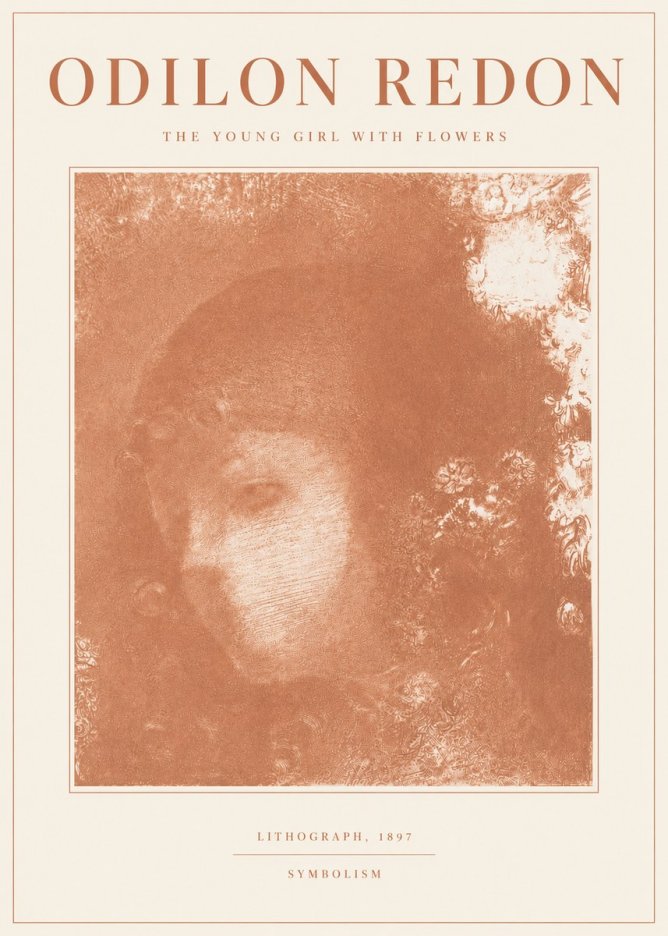 Odilon Redon The Young Girl with Flowers No6 - Plakat