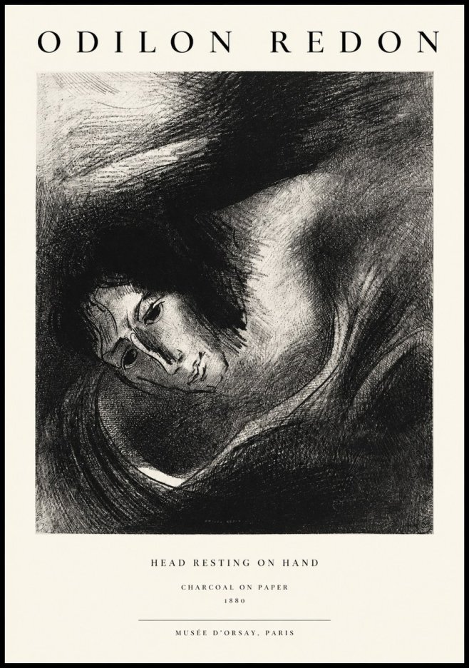 Odilon Redon Head Resting on Hand No1 - Plakat
