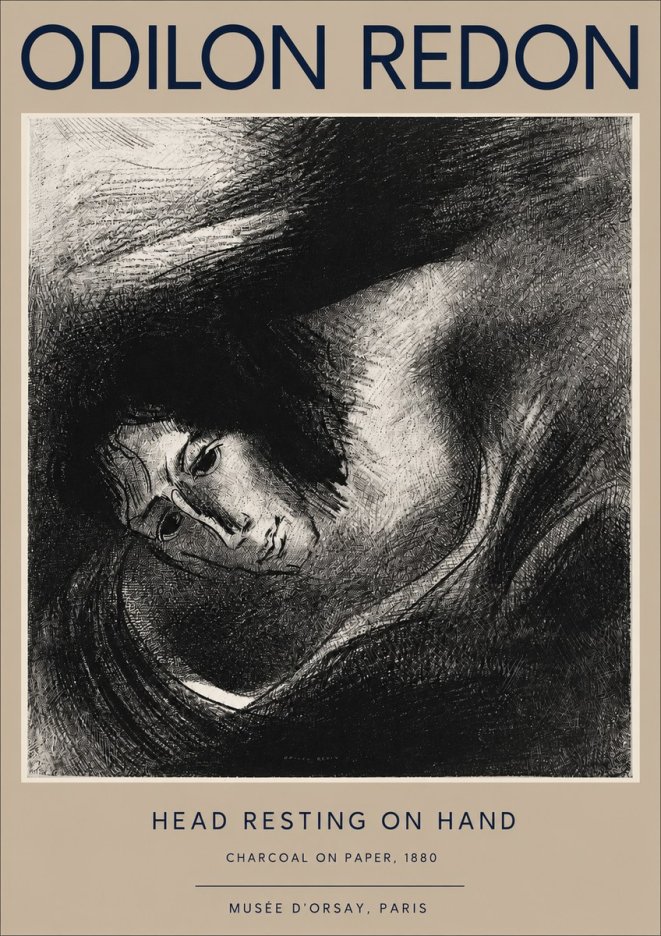 Odilon Redon Head Resting on Hand No2 - Plakat