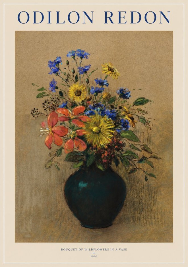 Odilon Redon Bouquet of Wildflowers in a Vase No1 - Plakat