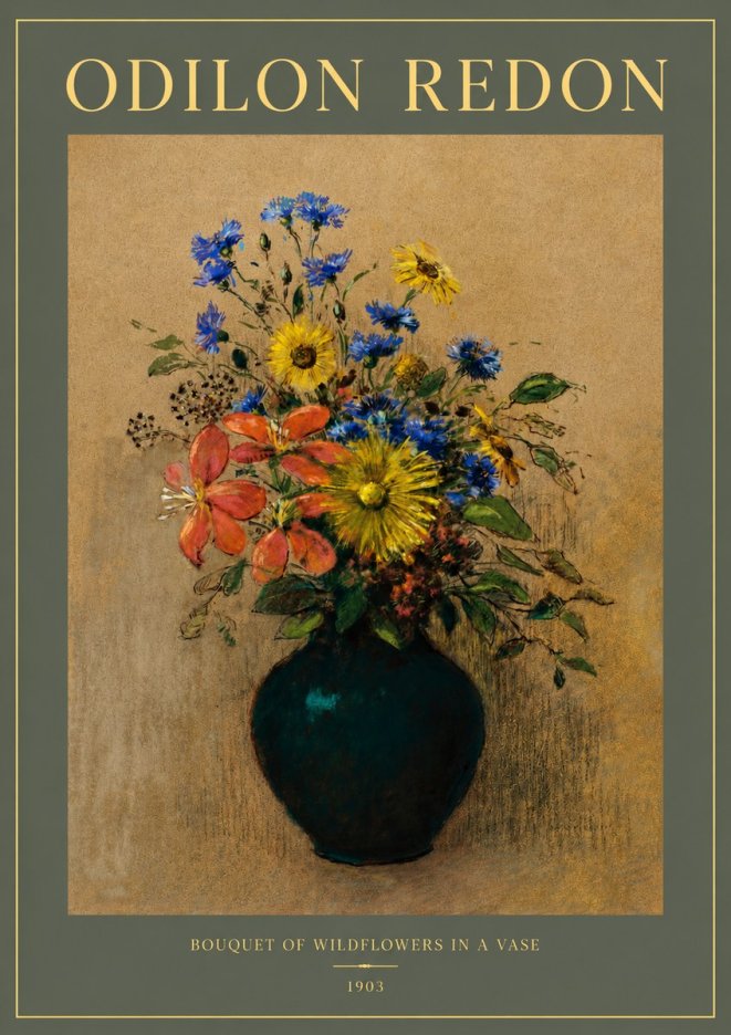 Odilon Redon Bouquet of Wildflowers in a Vase No2 - Plakat