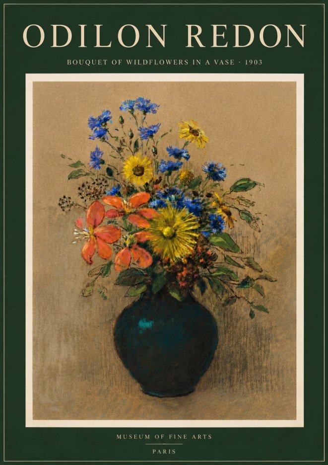 Odilon Redon Bouquet of Wildflowers in a Vase No6 - Plakat