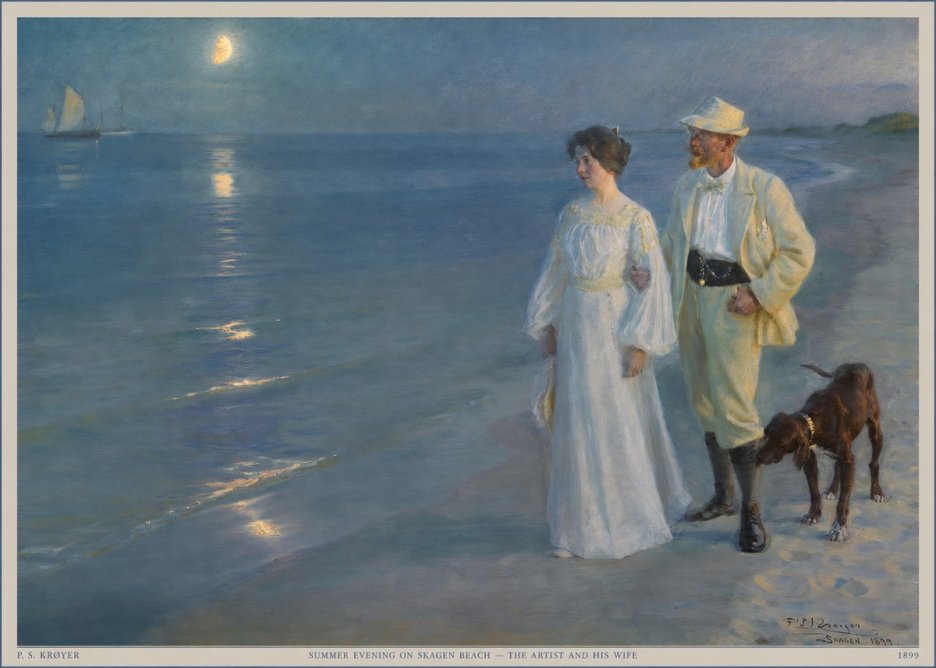 P.S. Krøyer Summer Evening on Skagen Beach — the Artist and His Wife No5 - Plakat