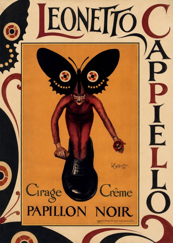 Leonetto Cappiello Cirage Crème Papillon Noir No3 - Plakat
