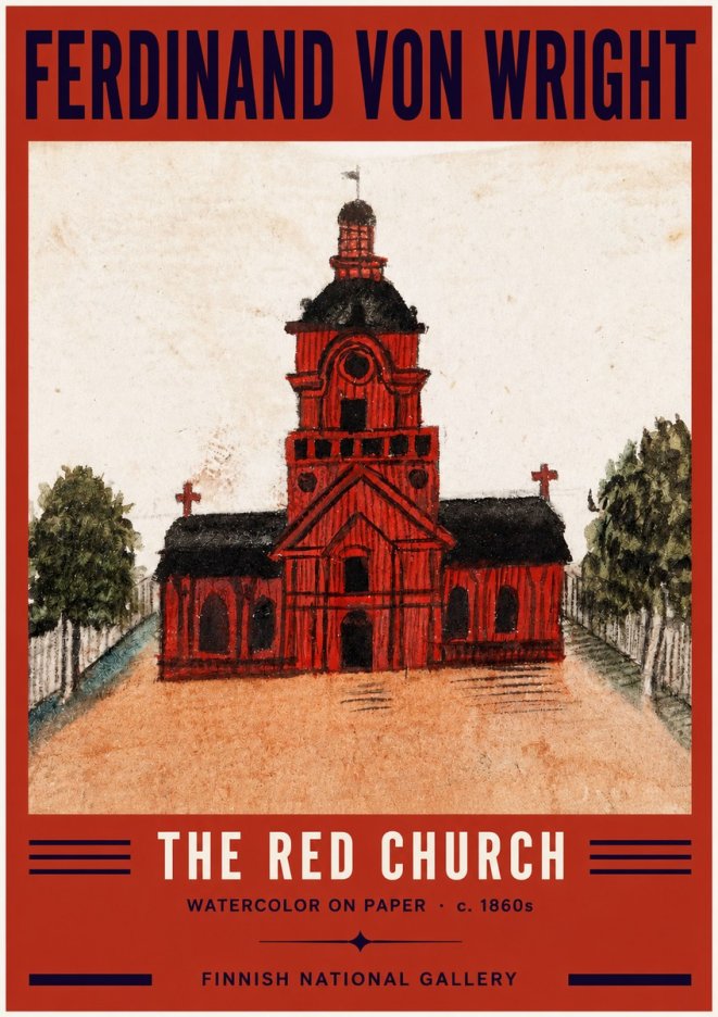 Ferdinand von Wright The Red Church No2 - Plakat