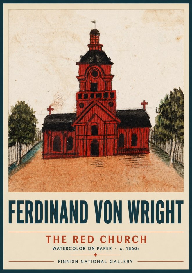 Ferdinand von Wright The Red Church No3 - Plakat