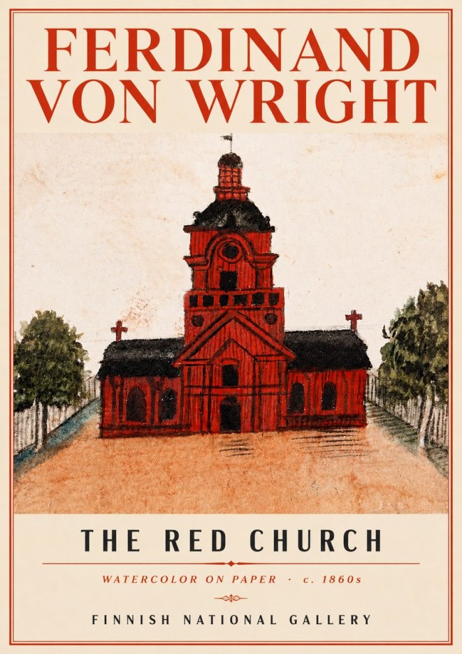 Ferdinand von Wright The Red Church No4 - Plakat