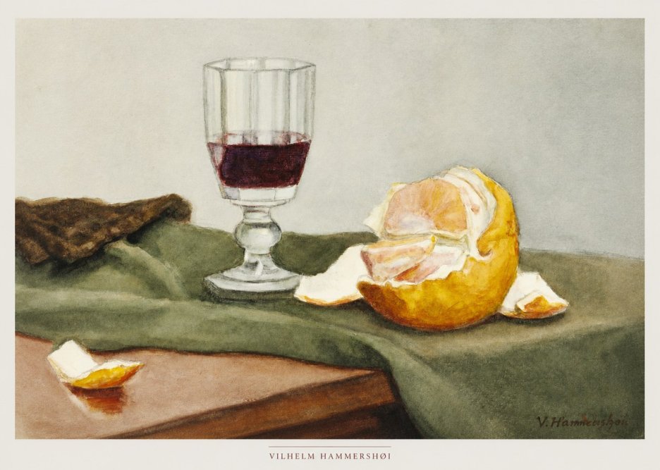 Vilhelm Hammershøi Still Life with Wine Glass and Orange No6 - Plakat