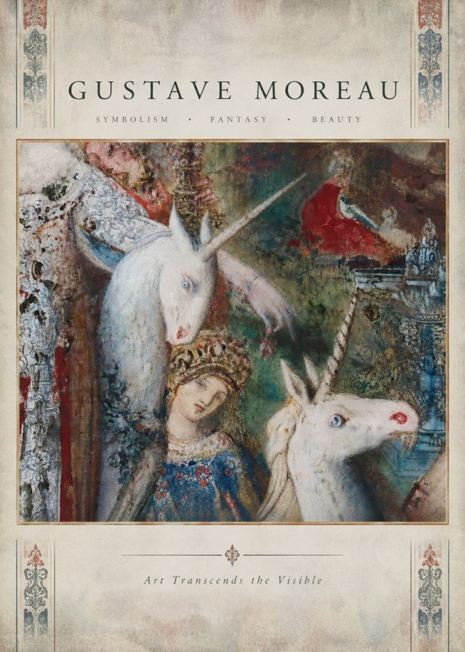 Gustave Moreau The Unicorns II No4 - Plakat