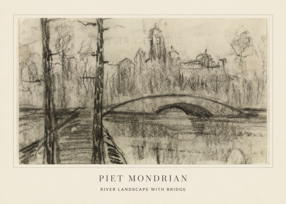 Piet Mondrian River Landscape with Bridge No4 - Plakat