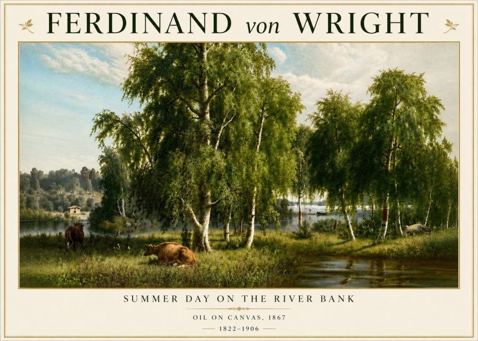 Ferdinand von Wright Summer Day on the River Bank No6 - Plakat