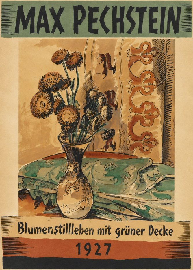 Max Pechstein Blumenstillleben Mit Grüner Decke No5 - Plakat