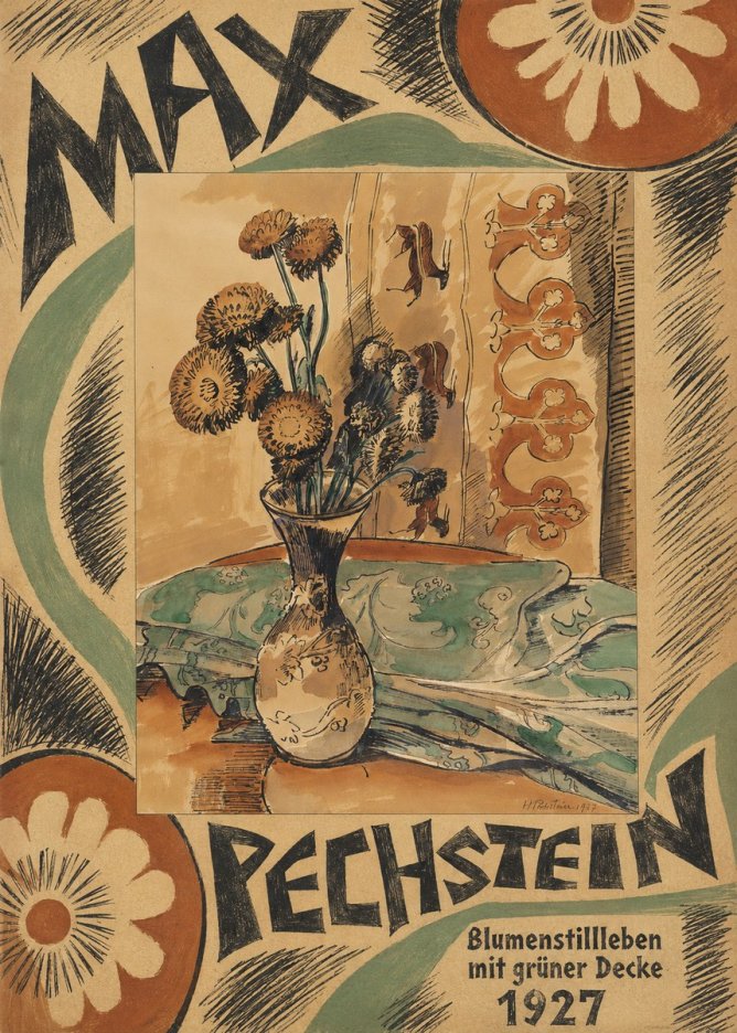 Max Pechstein Blumenstillleben Mit Grüner Decke No6 - Plakat