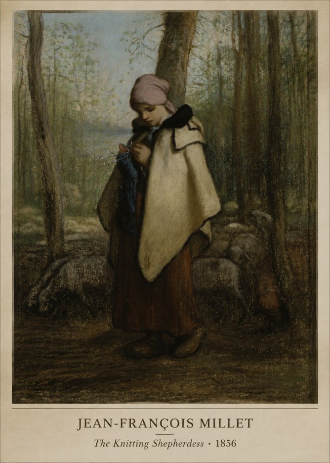 Jean-François Millet The Knitting Shepherdess · 1856 No5 - Plakat