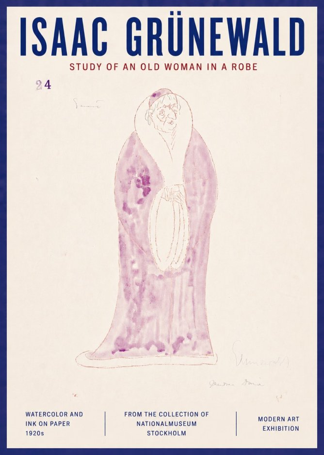Isaac Grünewald Study of an Old Woman in a Robe No5 - Plakat