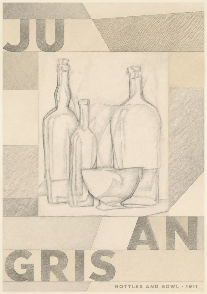 Juan Gris Bottles and Bowl No4 - Plakat