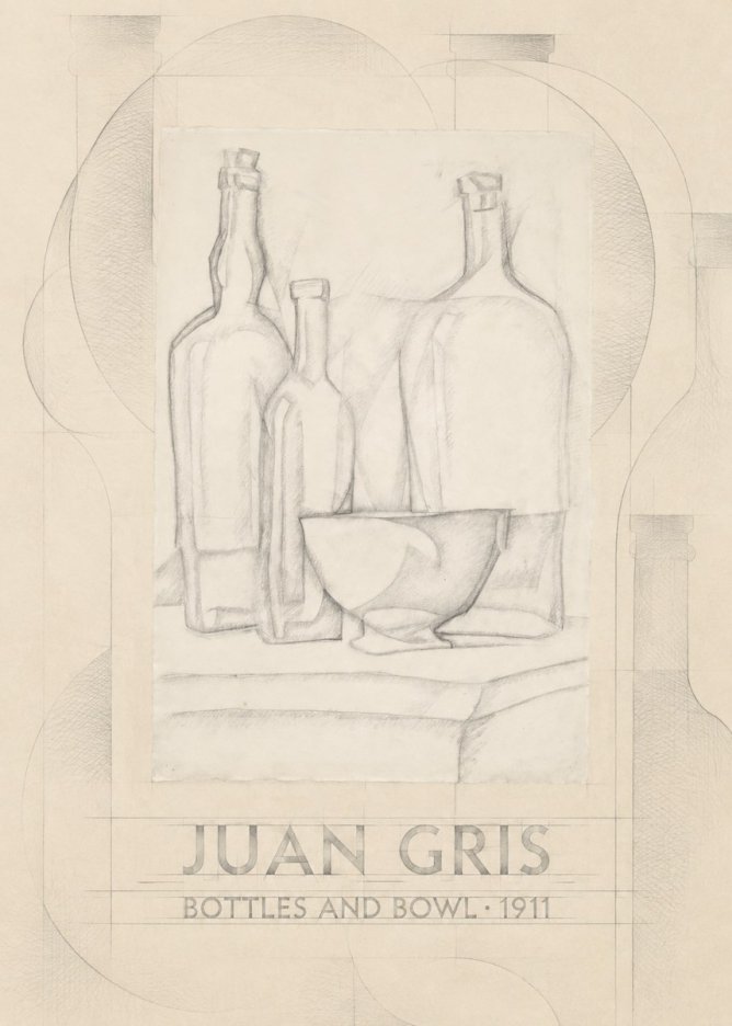 Juan Gris Bottles and Bowl No6 - Plakat