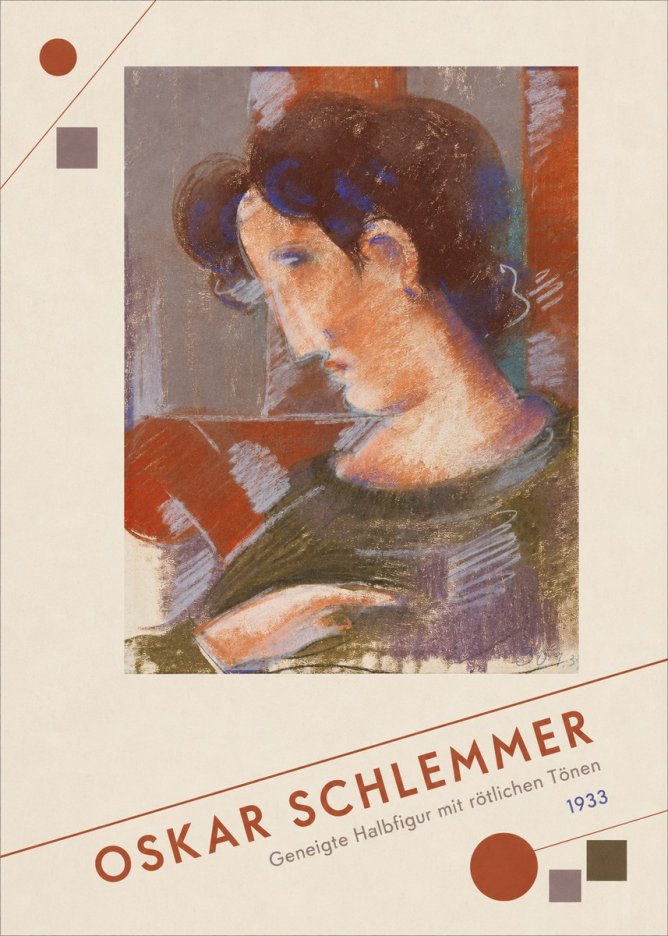 Oskar Schlemmer Geneigte Halbfigur Mit Rötlichen Tönen No3 - Plakat