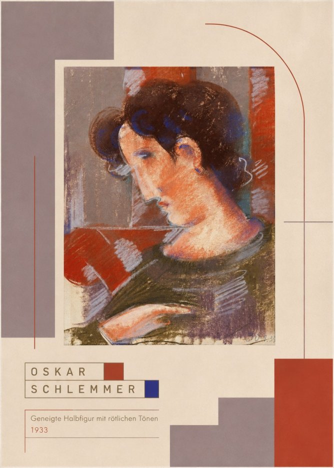 Oskar Schlemmer Geneigte Halbfigur Mit Rötlichen Tönen No6 - Plakat