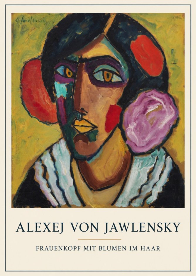 Alexej von Jawlensky Frauenkopf Mit Blumen Im Haar No5 - Plakat