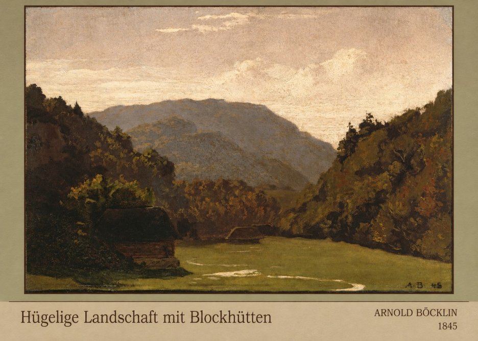 Arnold Böcklin Hügelige Landschaft Mit Blockhütten No3 - Plakat