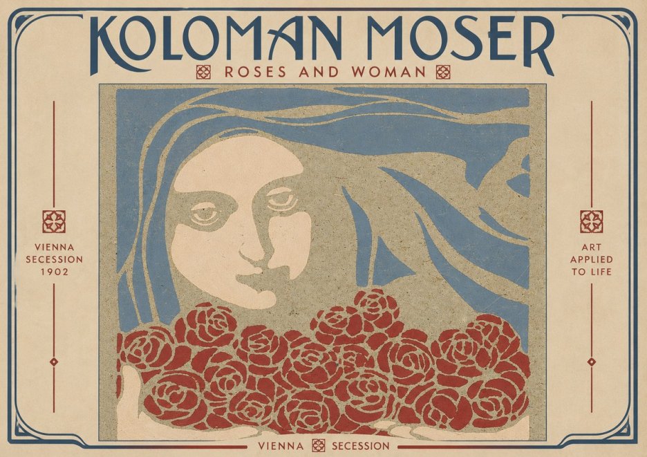 Koloman Moser Roses and Woman No4 - Plakat