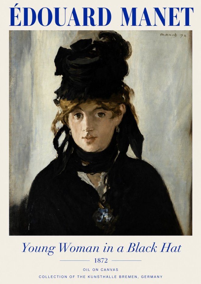 Édouard Manet Young Woman in a Black Hat I No4 - Plakat