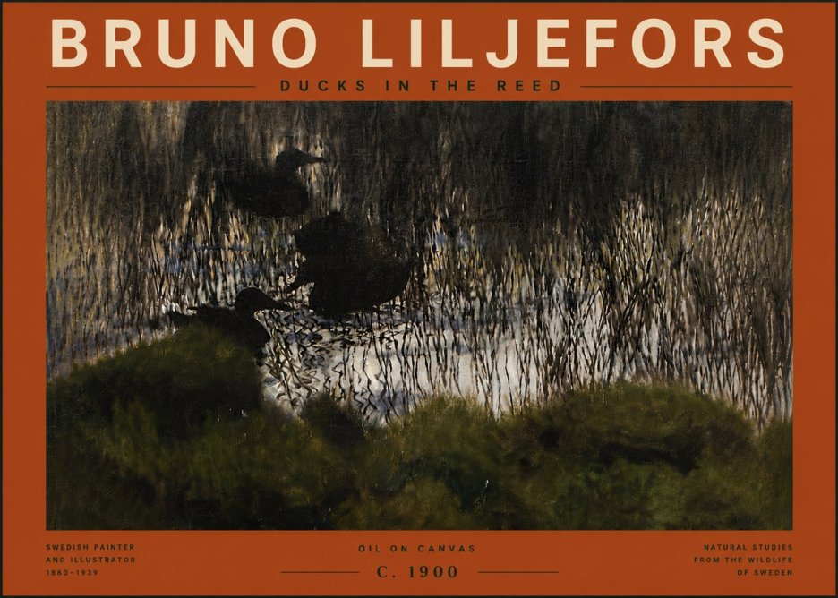 Bruno Liljefors Ducks in the Reed No6 - Plakat
