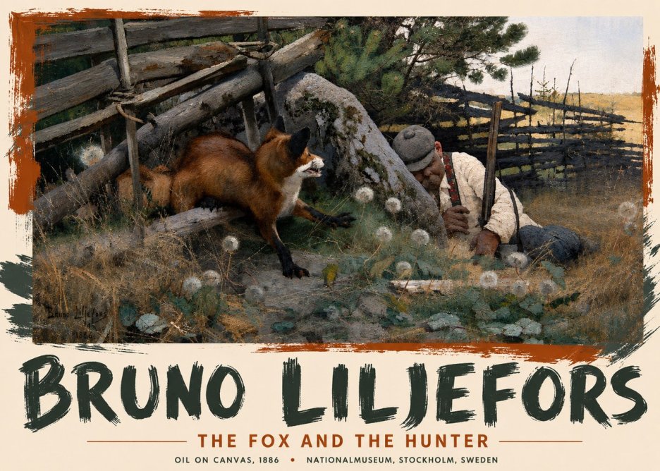 Bruno Liljefors The Fox and the Hunter No3 - Plakat