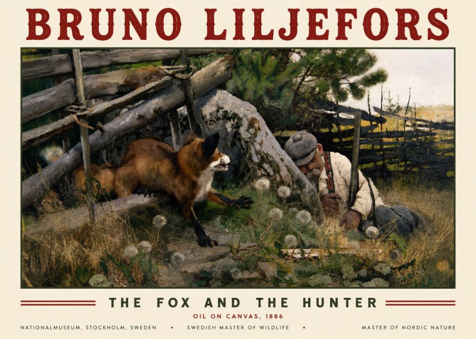 Bruno Liljefors The Fox and the Hunter No5 - Plakat